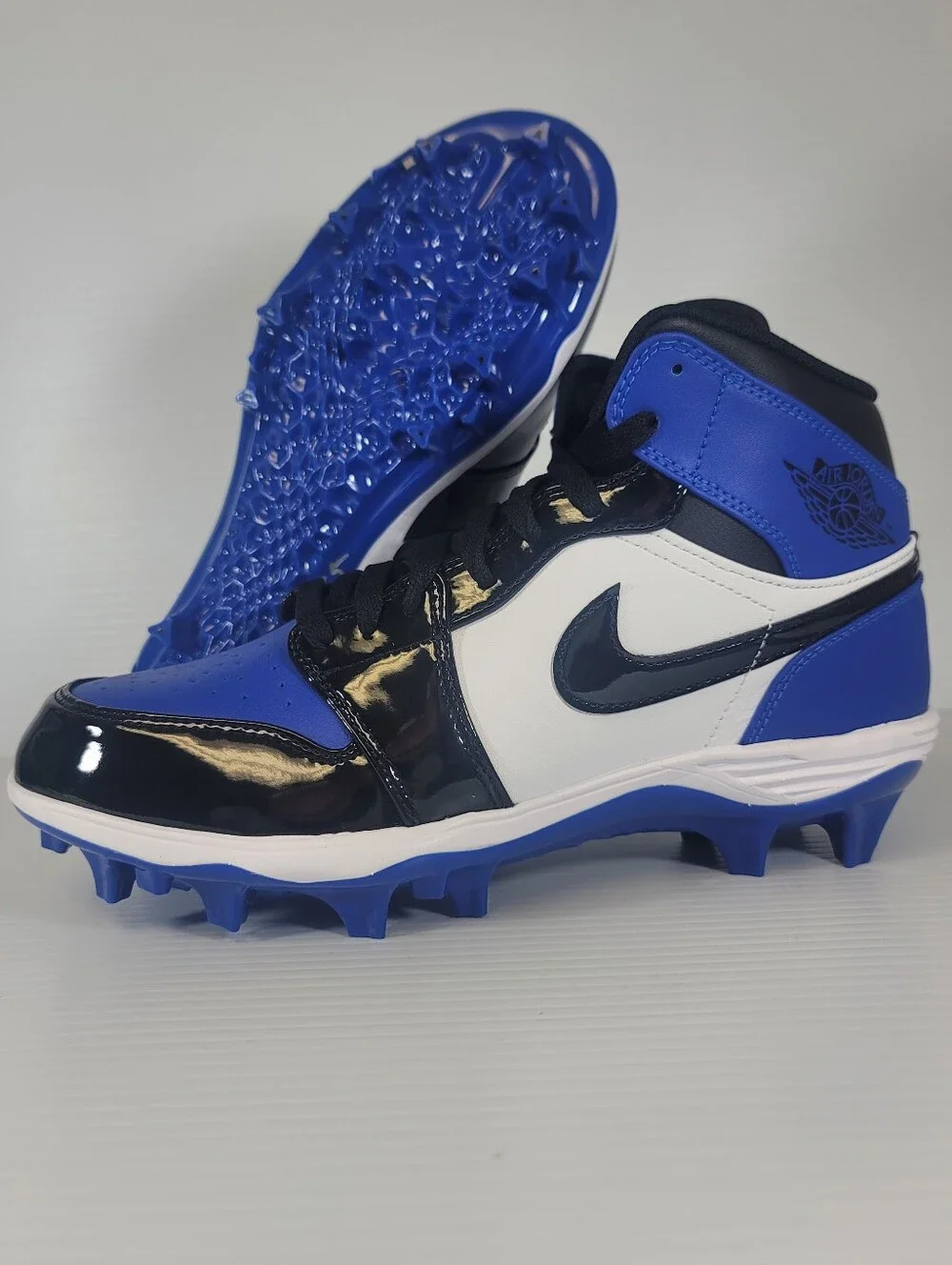 Nike Men's Size Jordan 1 Mid TD FJ6805 401 Game Royal/Black Football Cleats